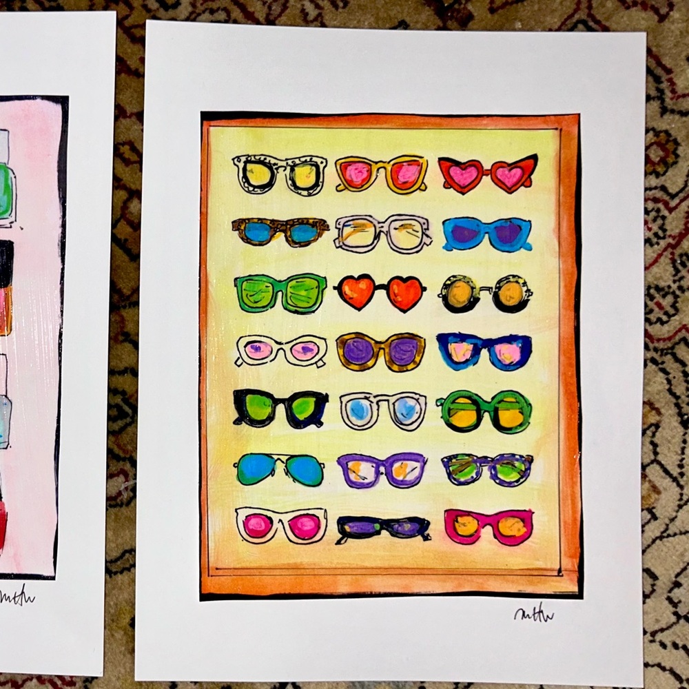 Glasses popart watercolor & ink print of my art 8.5x11in signed & numbered